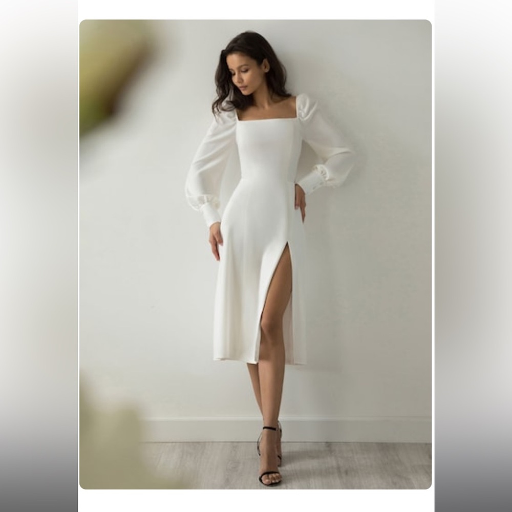 Lichi white midi dress